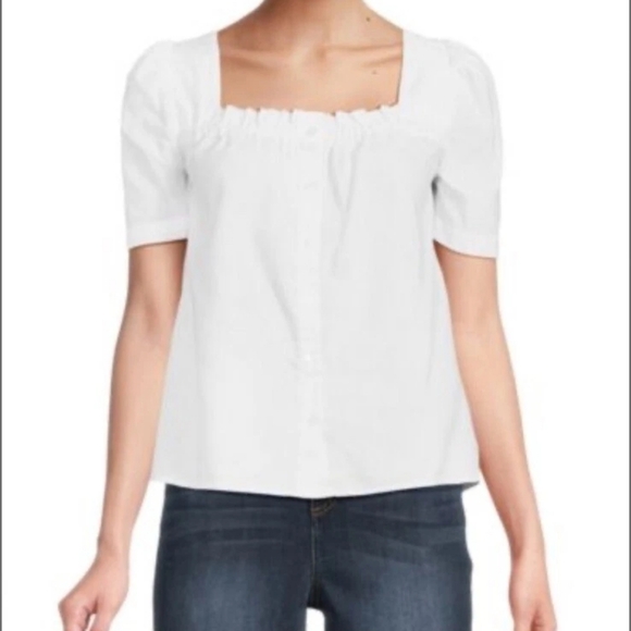Saks Fifth Avenue Tops - Saks Fifth Avenue Linen Shirt Women's XL White Top Blouse Cottage Beachy Summer